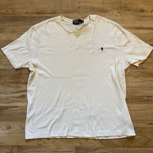 Vintage Polo Ralph Lauren T-shirt Ribbed Cream Off White XL